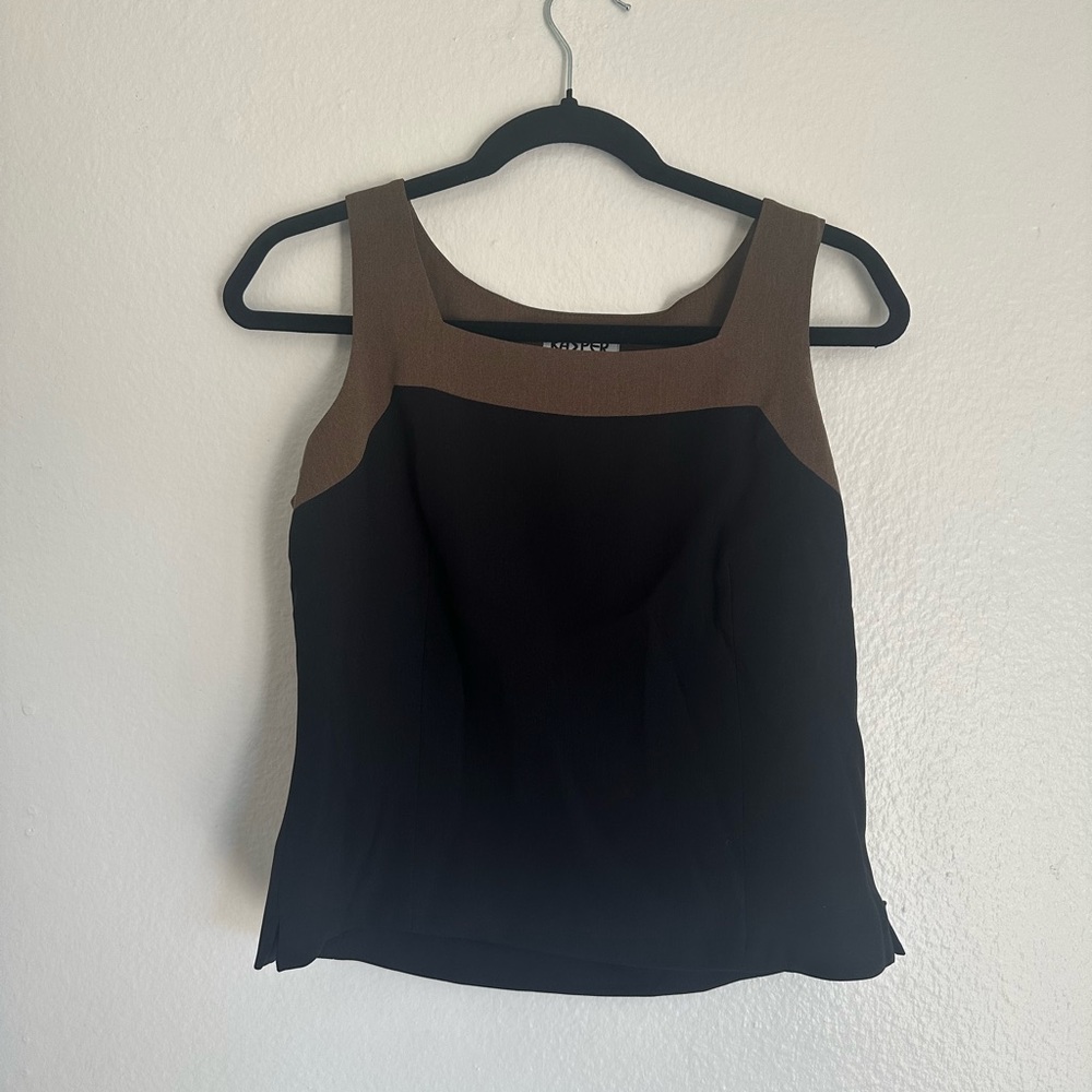 Kasper black & brown tank top blouse size 6P